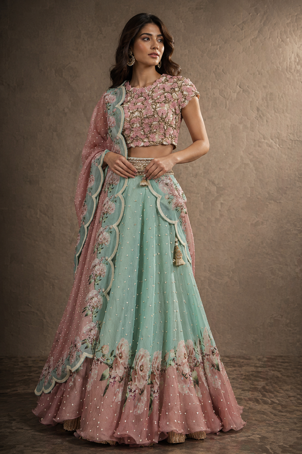 The Amara 3D Rose Lehenga Set