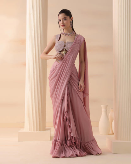 Blush Cascade Saree