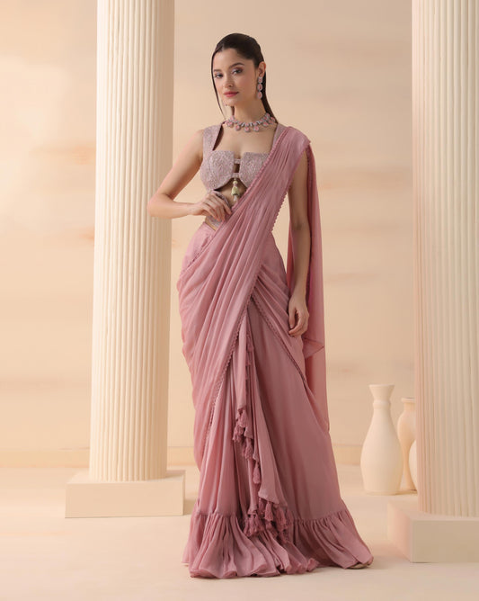 Blush Cascade Saree