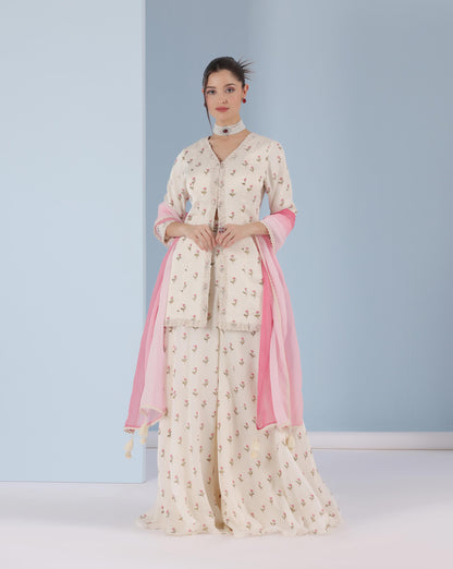 Ivory Blossom Sharara Set