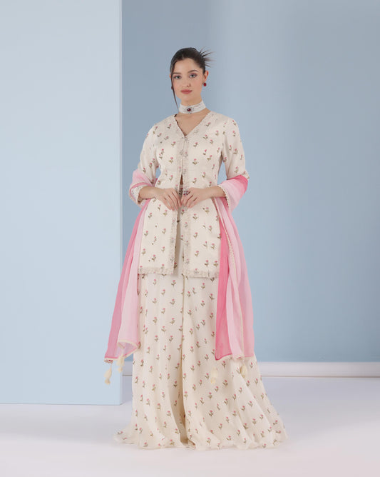 Ivory Blossom Sharara Set