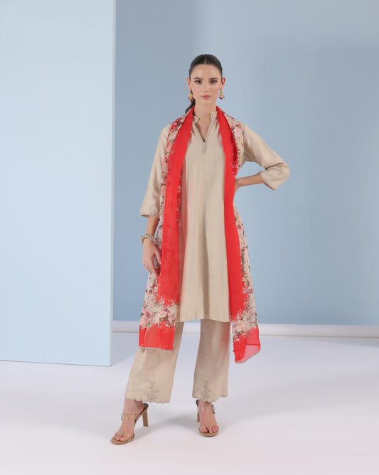 Scarlet Bloom Kurta Set