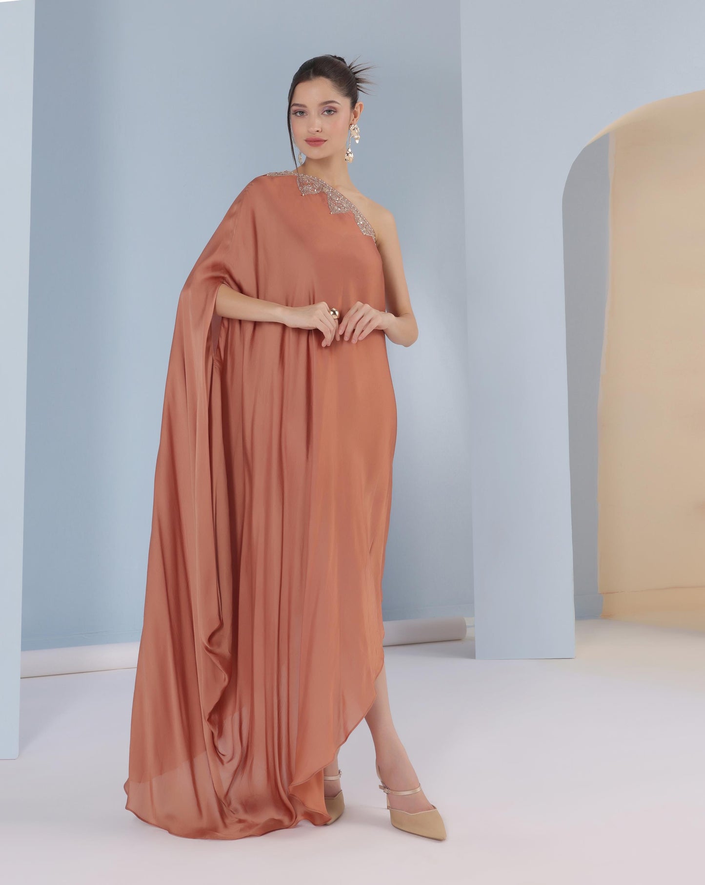 Terracotta Drape Gown