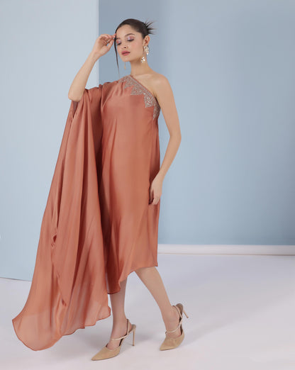 Terracotta Drape Gown