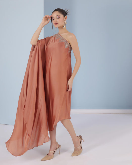 Terracotta Drape Gown