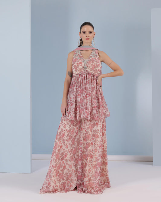 Rosé Blossom Sharara Set