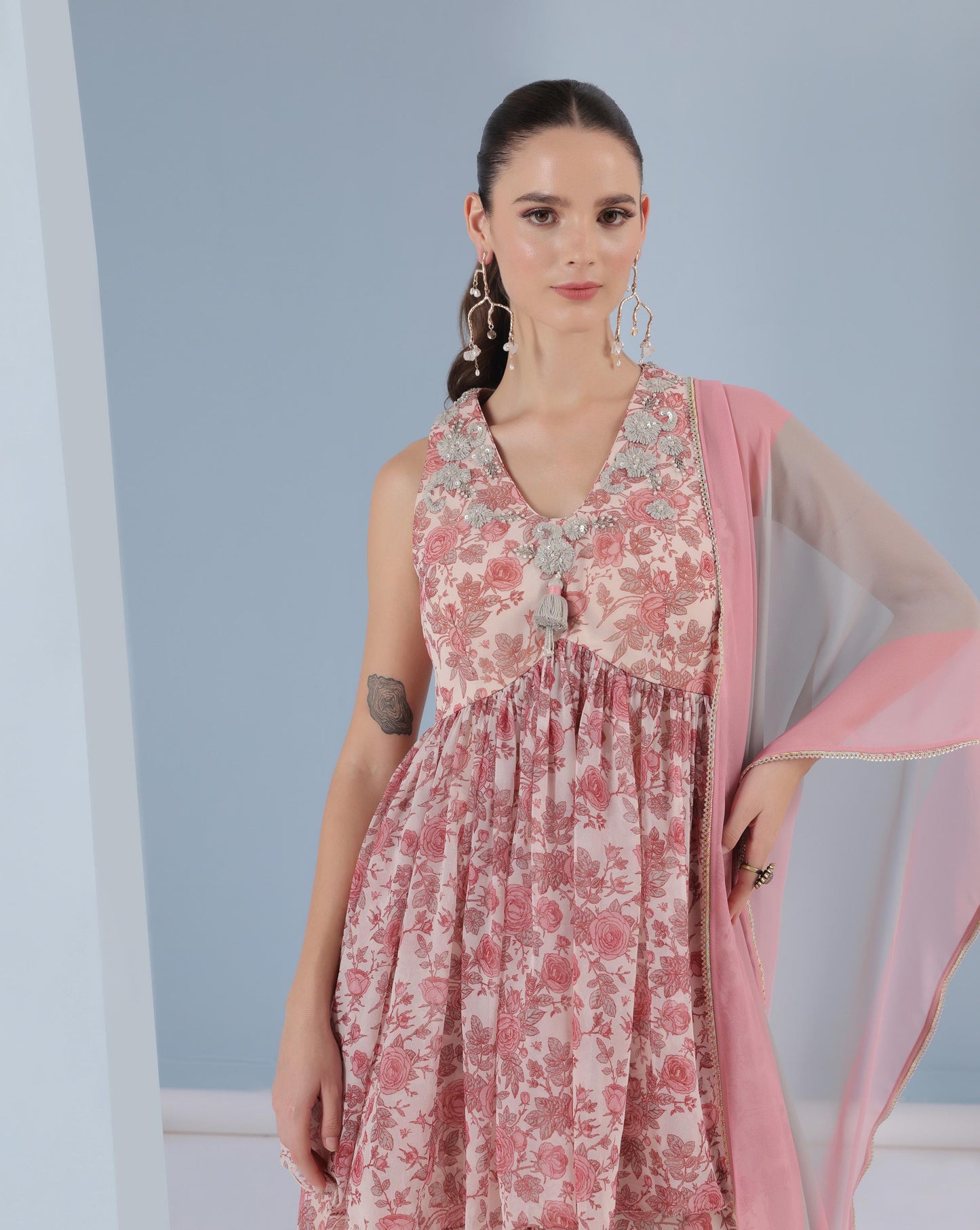 Rosé Blossom Sharara Set