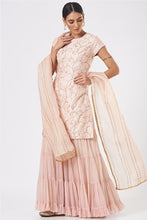 Load image into Gallery viewer, Peach Net Sharara Set
