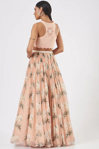 Blush Pink Floral Embroidered Lehenga Set