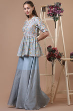 Load image into Gallery viewer, Dull Blue Printed Kurta Set

