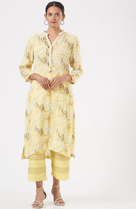 Yellow Printed Kurta Set