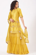 Load image into Gallery viewer, Dull Yellow Net Sharara Set
