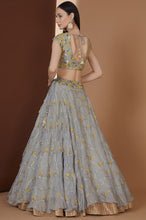 Load image into Gallery viewer, Dull Blue Organza Lehenga Set
