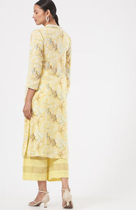 Yellow Printed Kurta Set