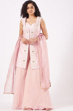 Load image into Gallery viewer, Blush Pink Raw Silk &amp; Chiffon Jacket Set
