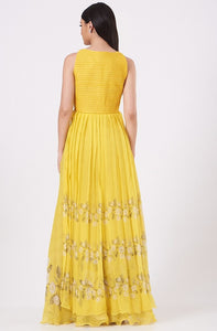 Yellow Embroidered & Printed Kurta Set