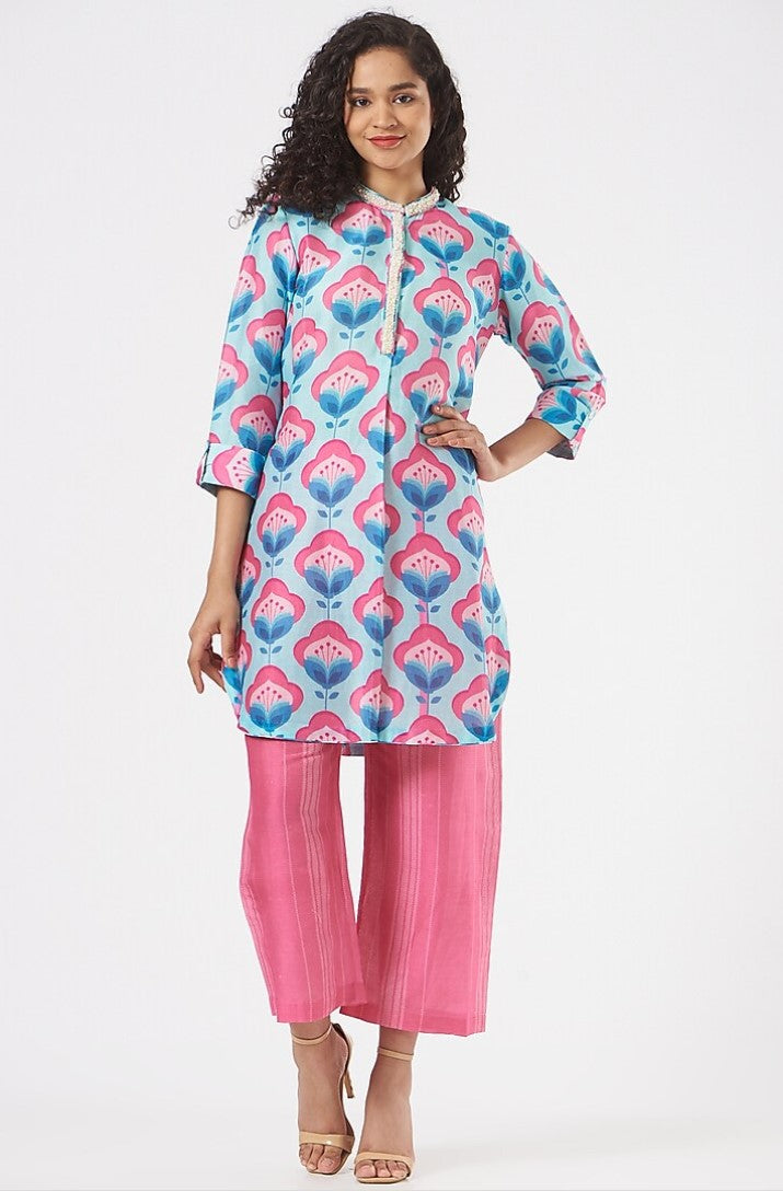 Cobalt Blue Printed Kurta Set