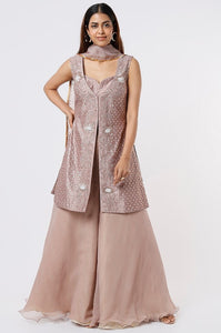 Gallnut Colored Embroidered Jacket Set
