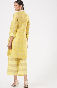Yellow Printed Kurta Set