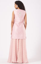 Load image into Gallery viewer, Blush Pink Raw Silk &amp; Chiffon Jacket Set
