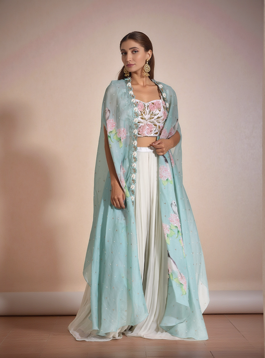 Sea Foam Green Custom Printed Cape Set