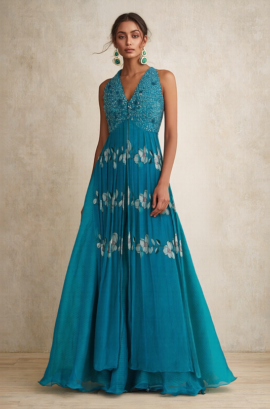 Blue Embroidered Set