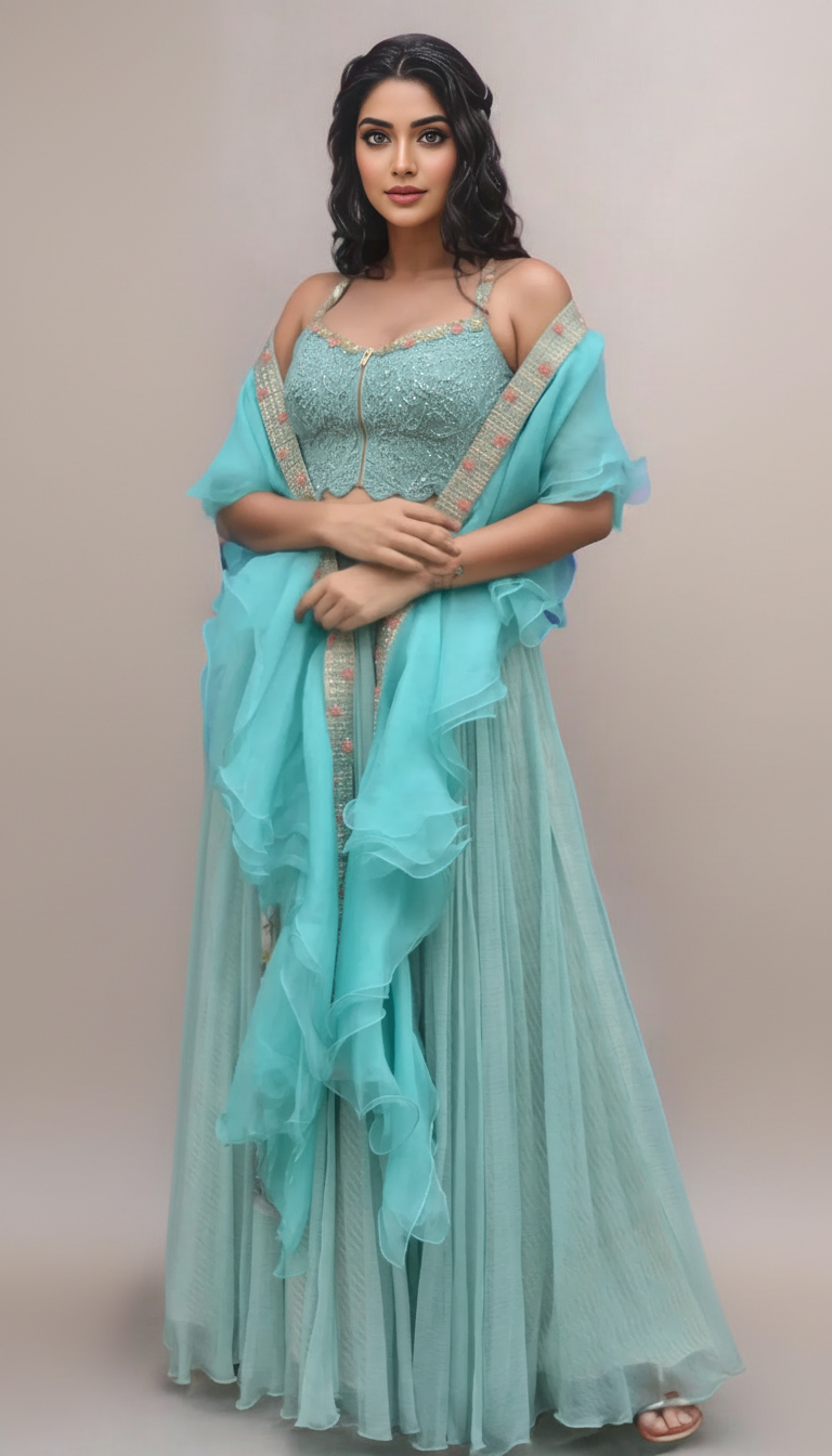 ZARDOZI RAW SILK BUSTER SET