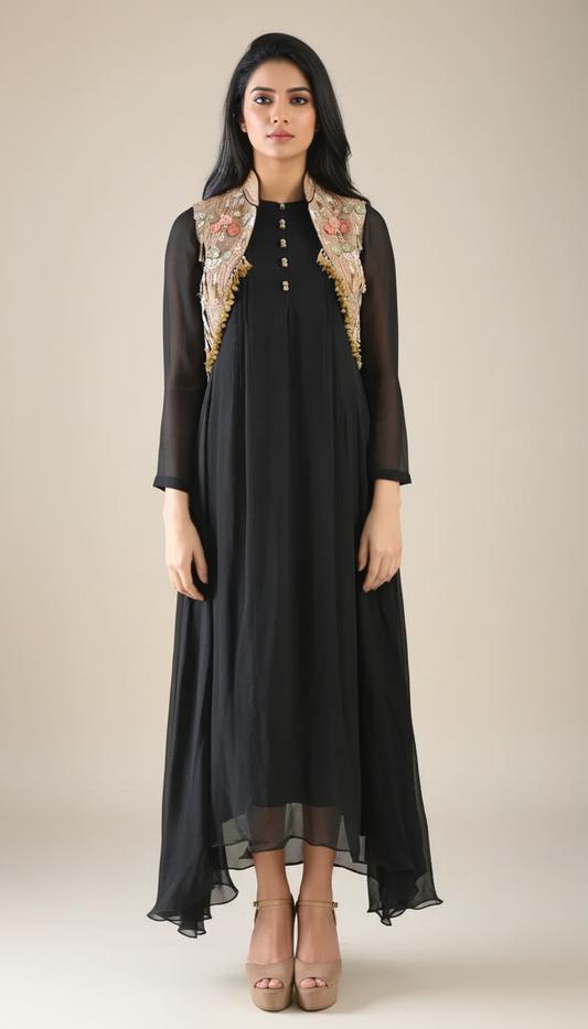 BLACK EMBROIDERED SET