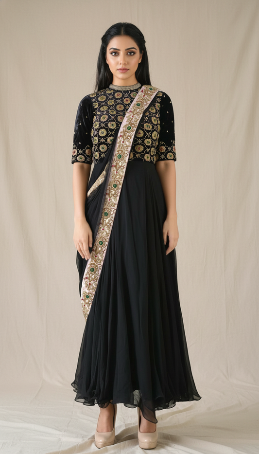 BLACK EMBROIDERED SET