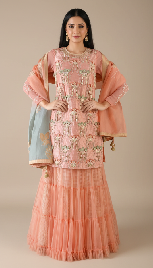 3D SUIT WITH BLOCK PRINT DUPATTA