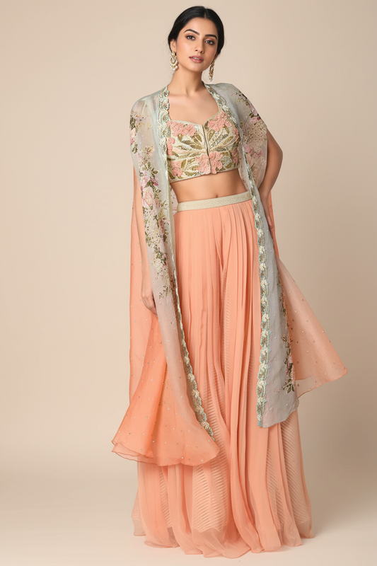 Peach Digital Printed Palazzo Set