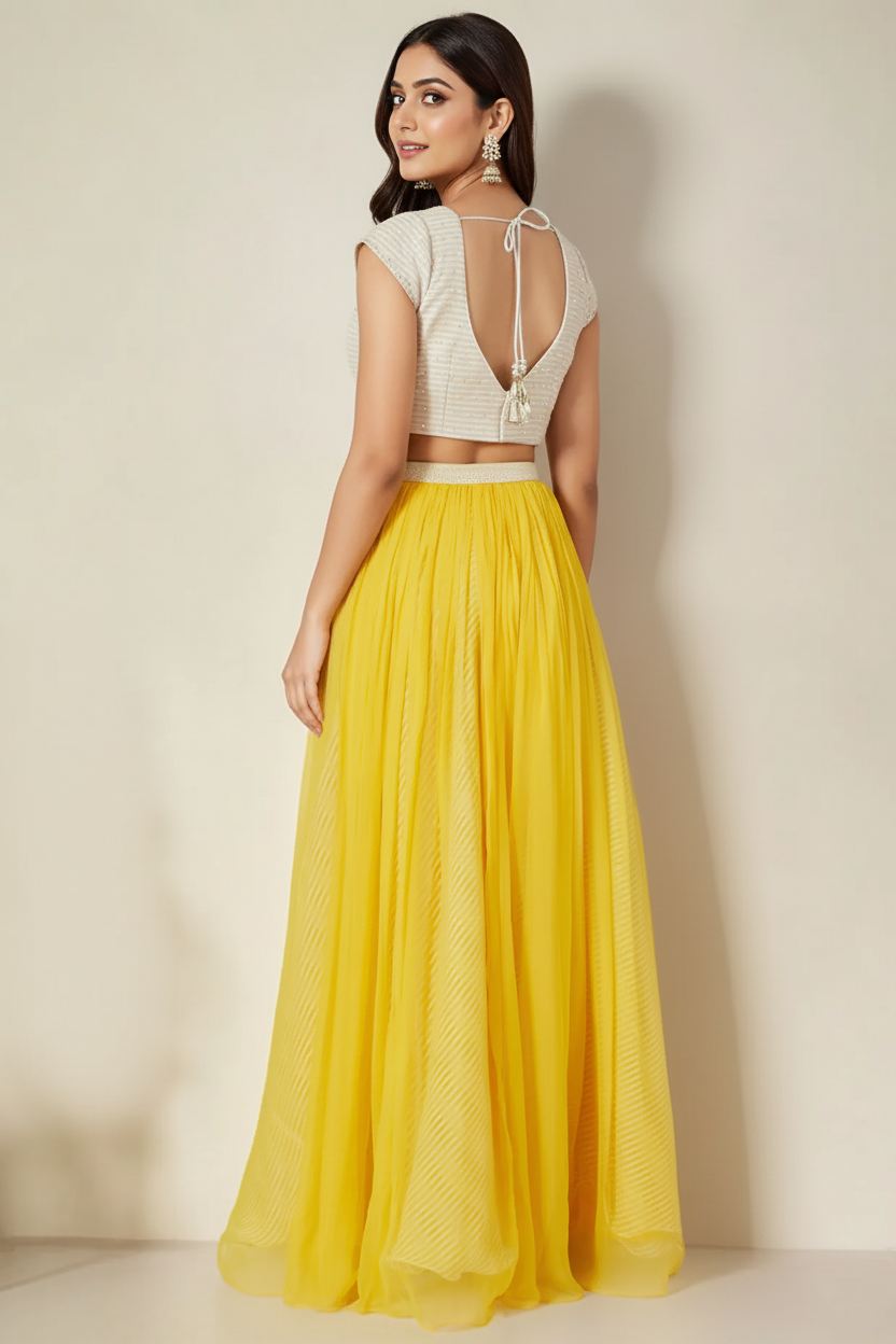 Yellow Organza Lehenga Set