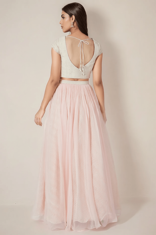 Blush Pink Organza Lehenga Set Yashodhara