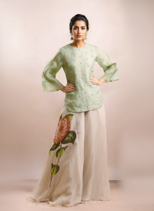 SHORT KURTI AND PRINTED PALAZZOS