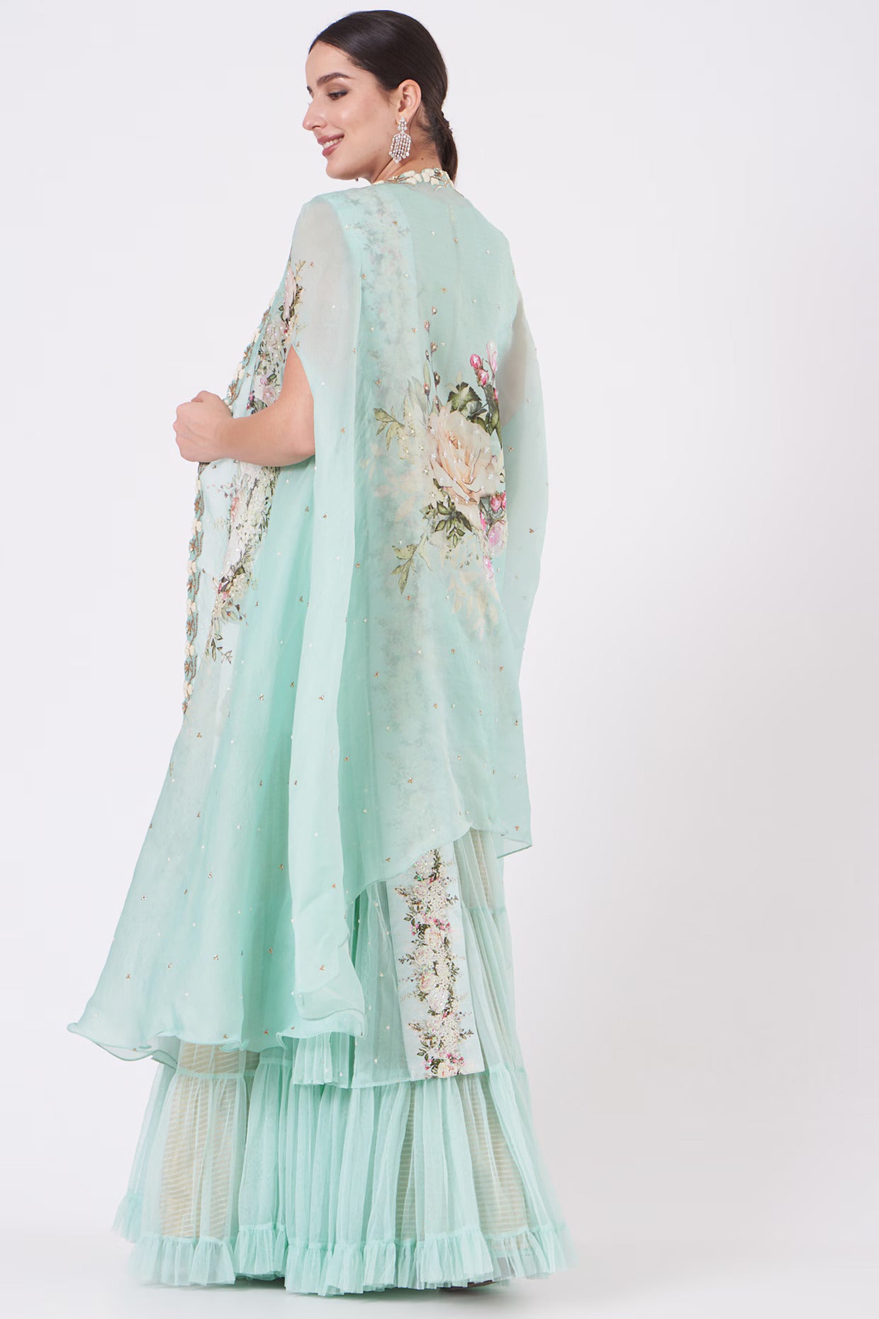 Sky Blue Chiffon Lehenga Set
