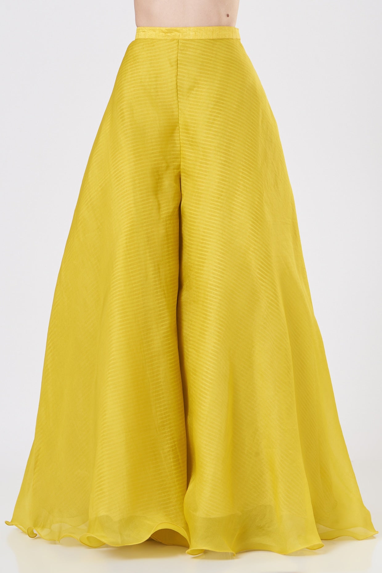 Yellow Chiffon & Raw Silk Kurta Set