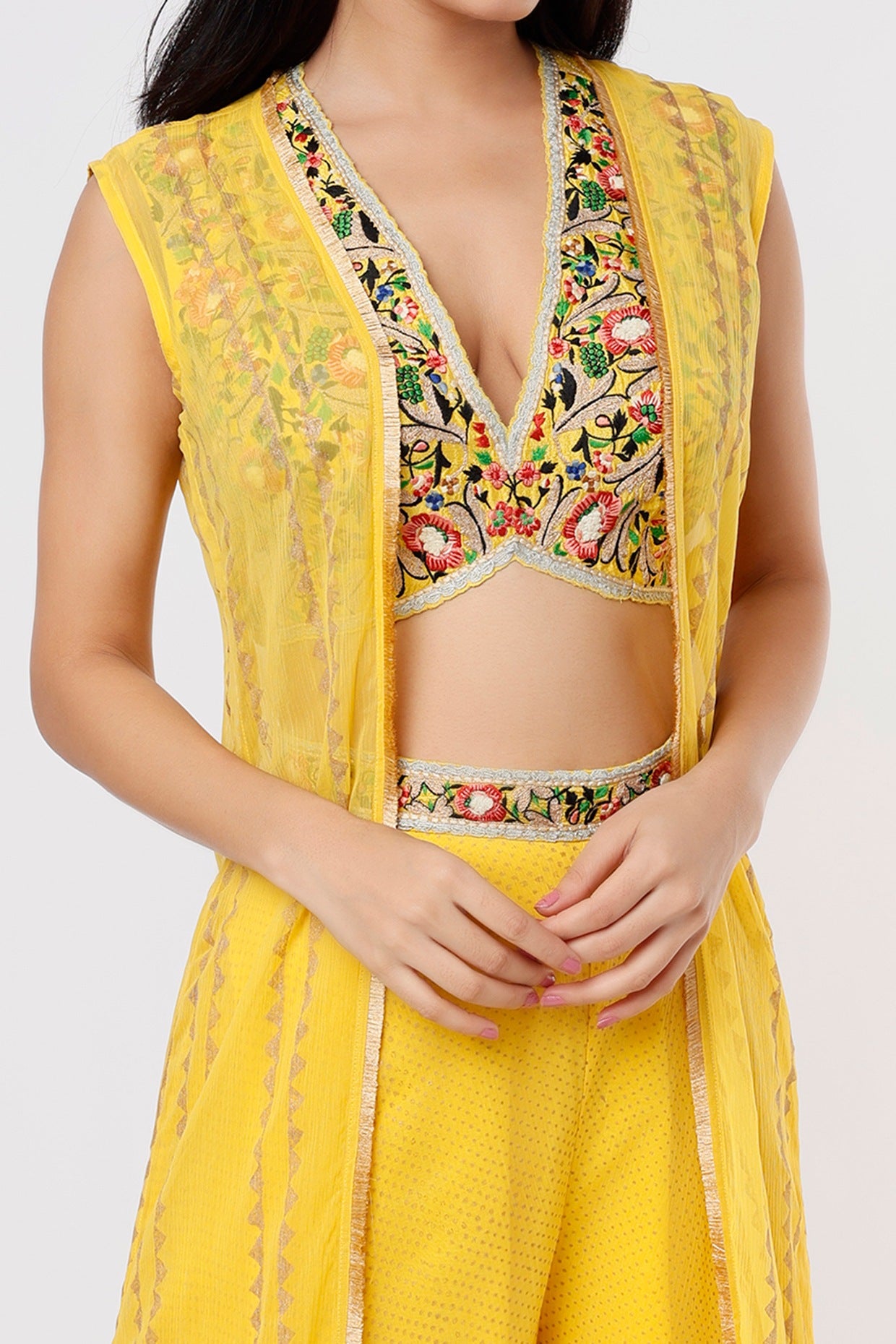 Yellow Printed Pant Set