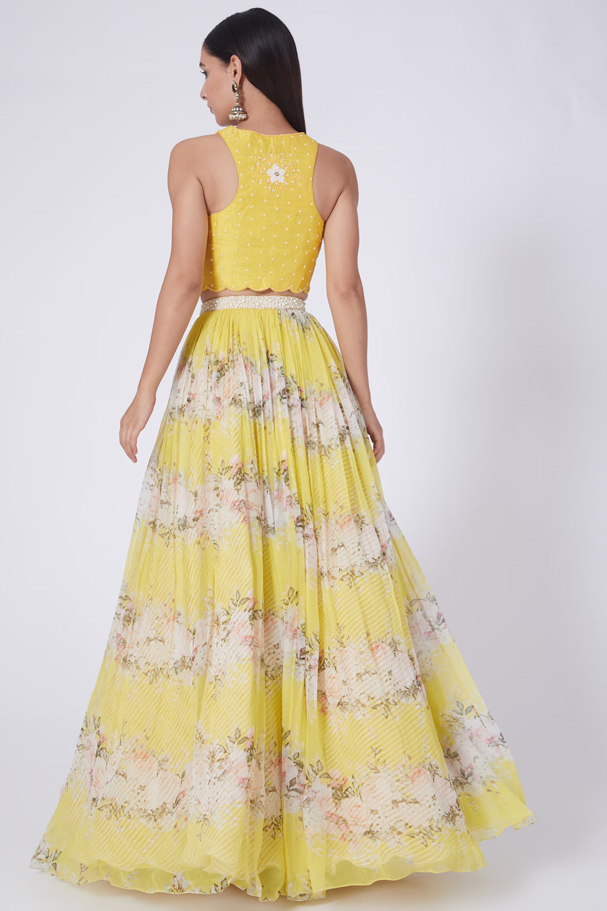 Yellow Digital Printed Lehenga Set