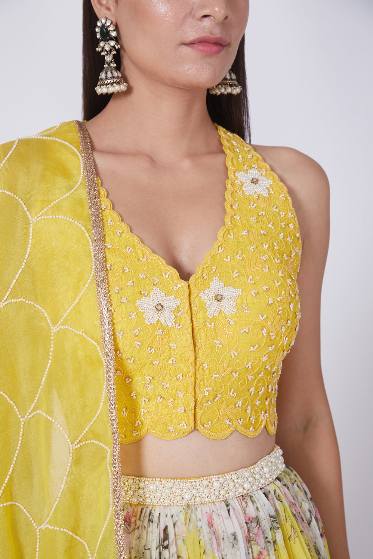 Yellow Digital Printed Lehenga Set