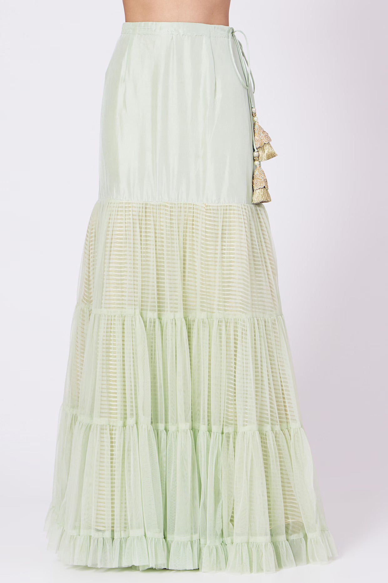 Pistachio Green Floral Embroidered Sharara Set