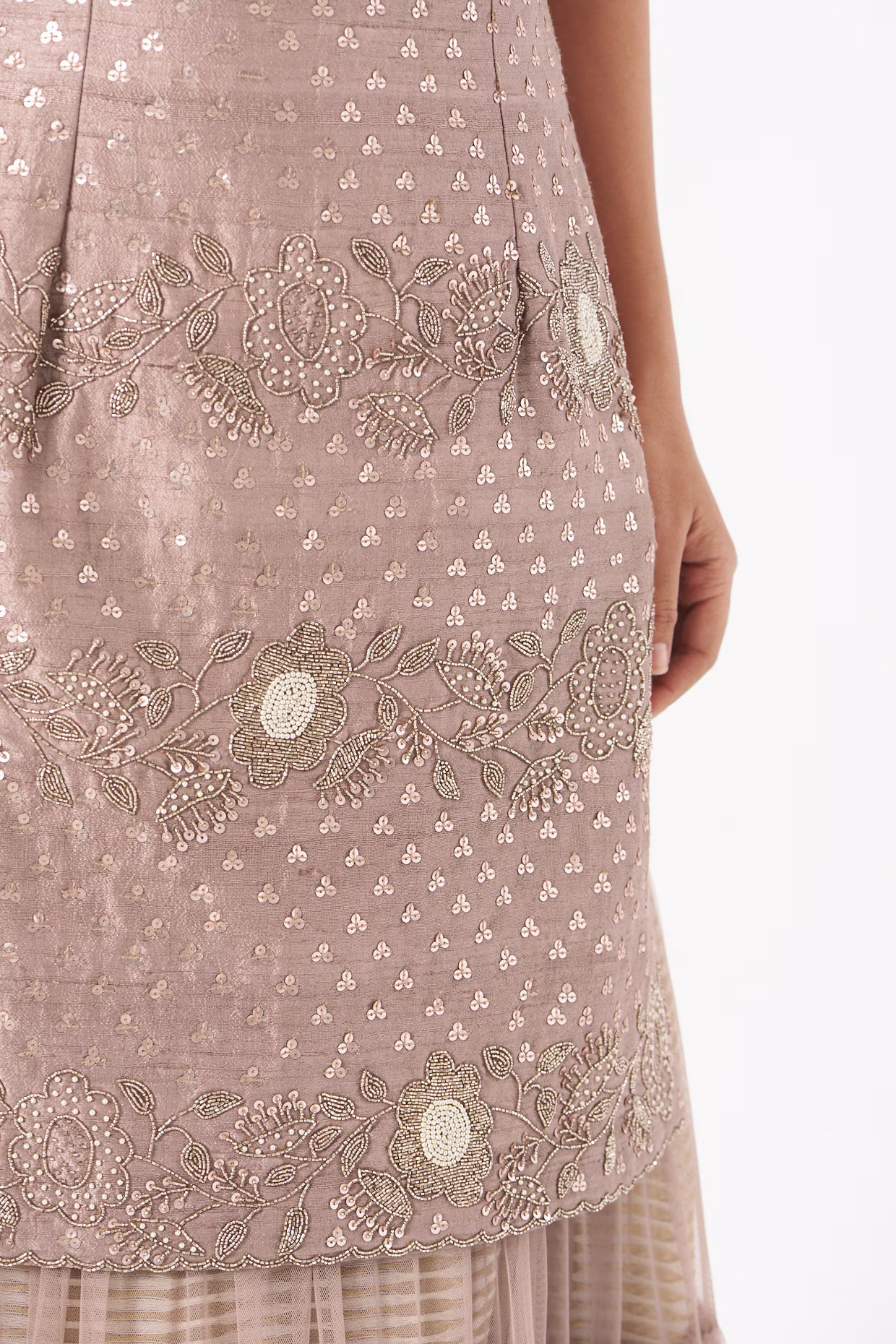 Light Mulberry Net Sharara Set