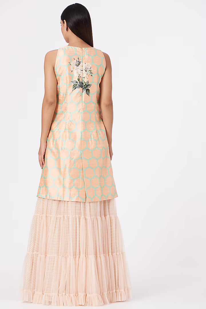 The Azure Mirror-Work Tiered Sharara Set