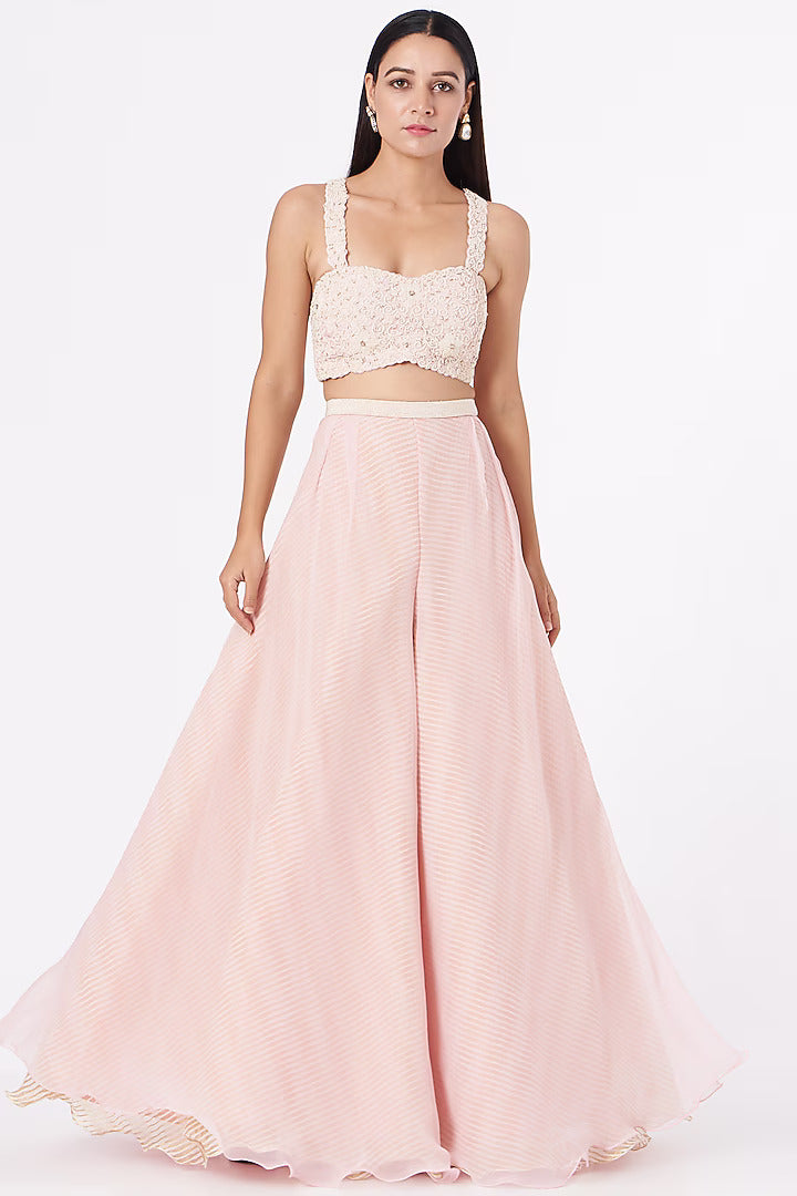 Blush Pink Palazzo Set With Cape