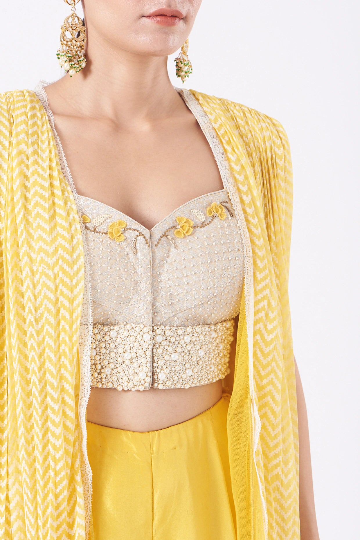 The Canary Chevron Pleated Sharara Set