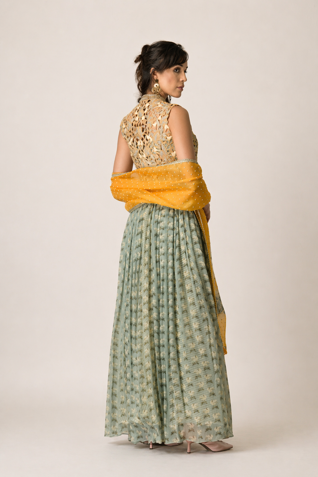 Mustard & Mint Floral Set with Jacket