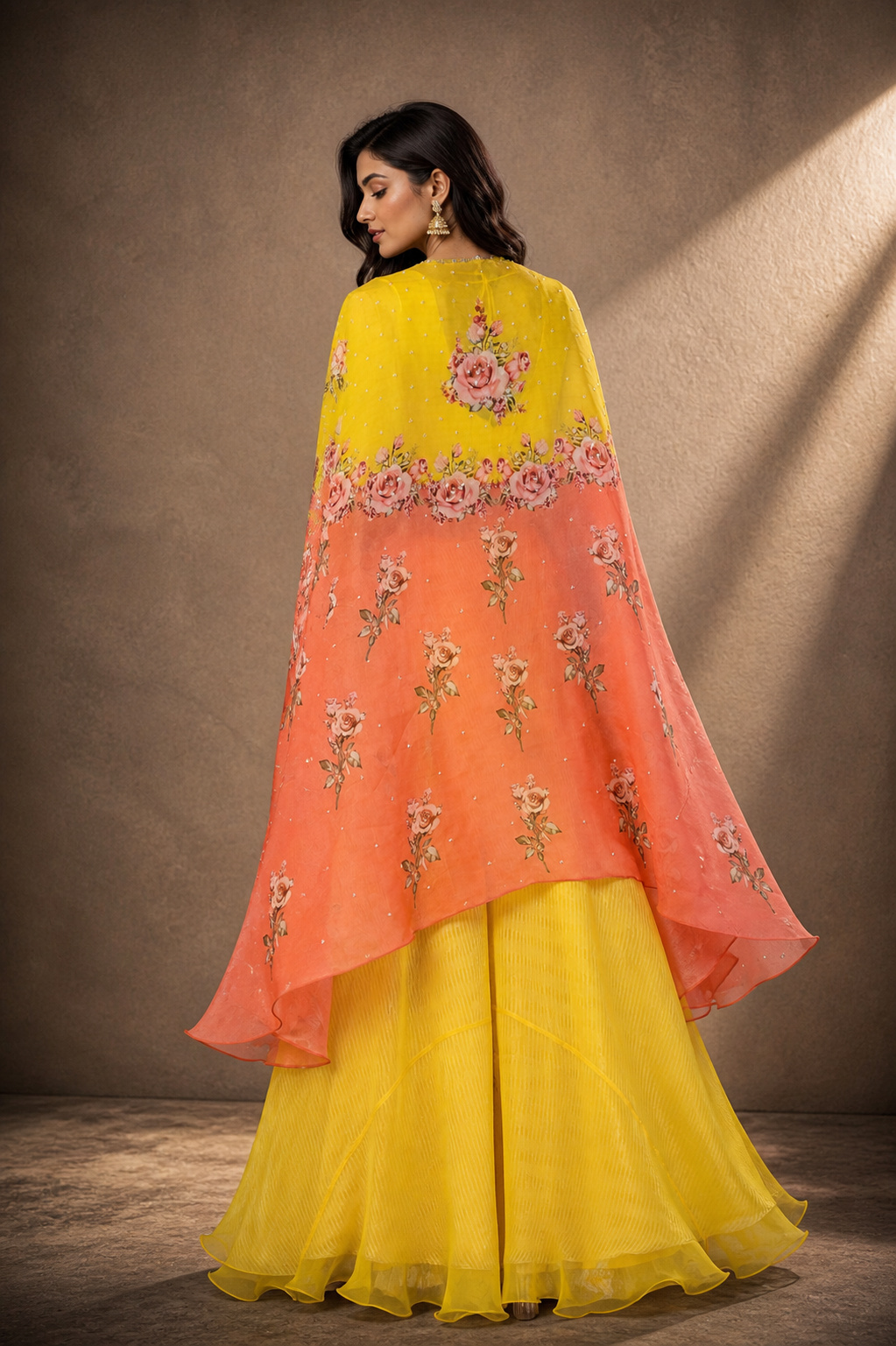 Yellow Raw Silk Palazzo Pant Set