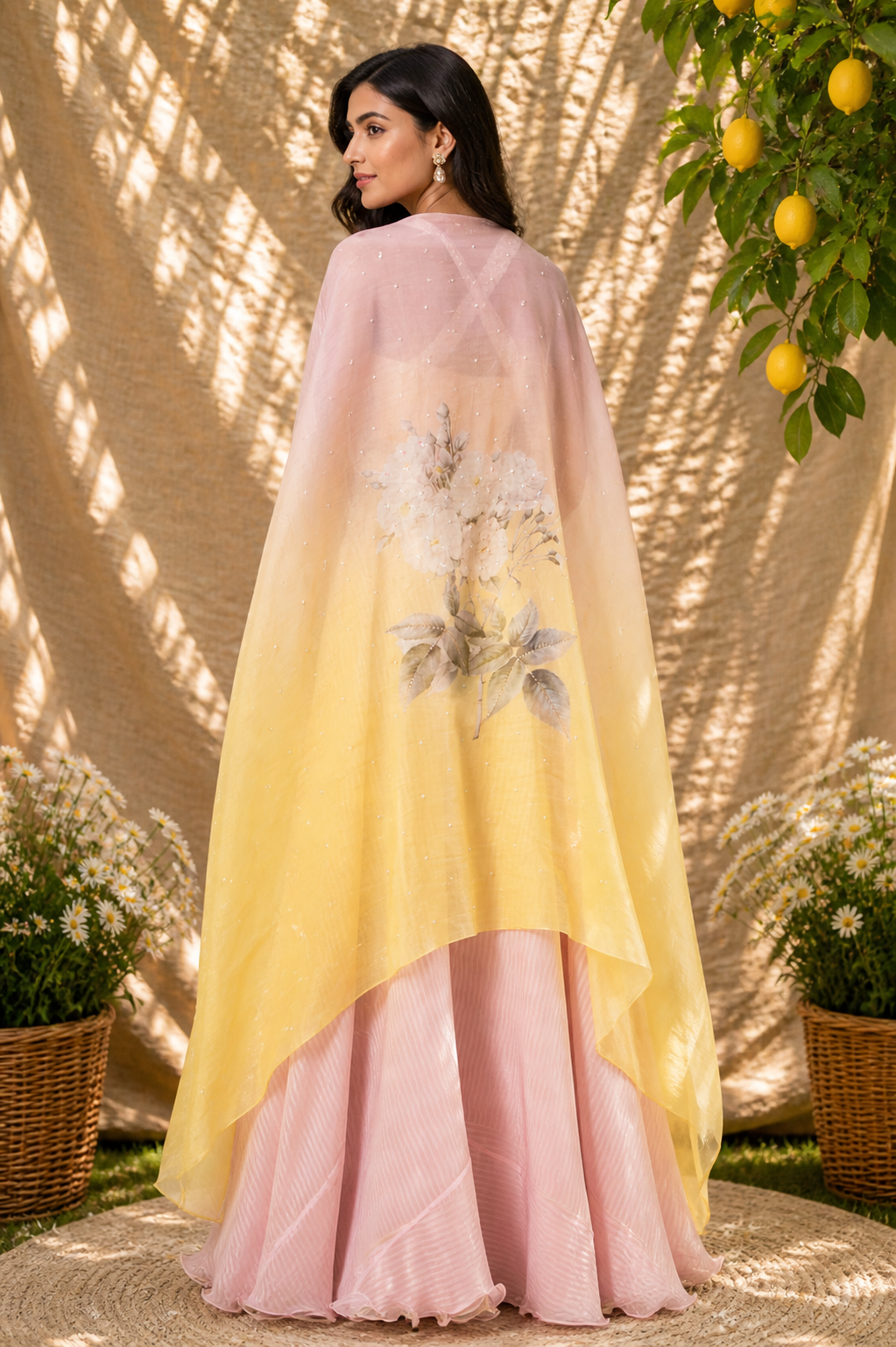 Blush Pink Palazzo Cape Set
