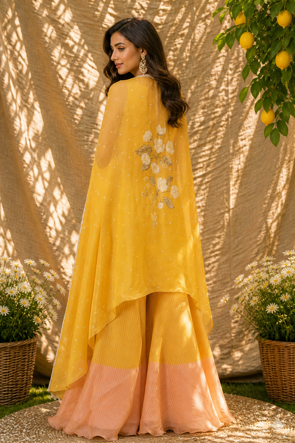 Yellow Digital Printed Cape Set