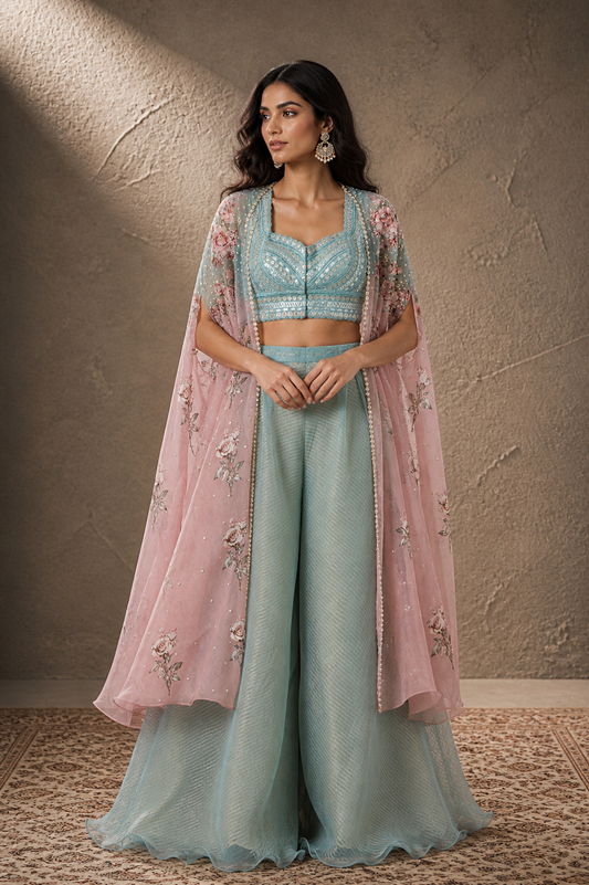 Multi-Colored Printed Cape Set
