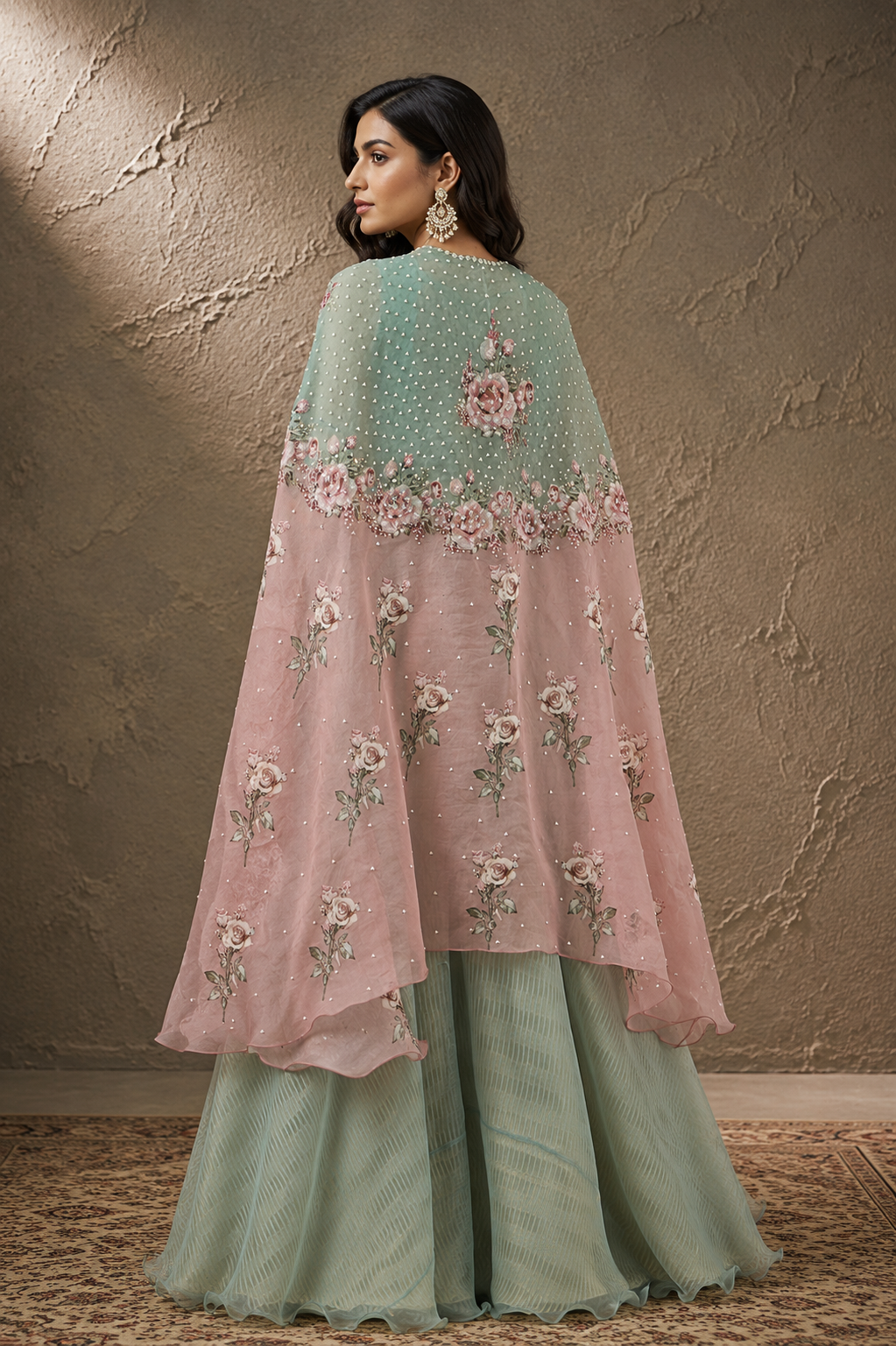 Multi-Colored Printed Cape Set